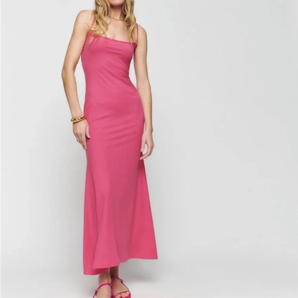 Reformation Dresses & Skirts - NWOT Reformation Cosmo Knit Dress Snapdragon Pink Ribbed Rib Long Maxi